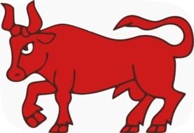 drawing of a red bull on a white background