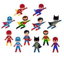 variety of cartoon superheroes as picture for clipart