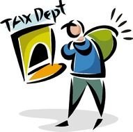 drawn man with a bag on the background of the tax department