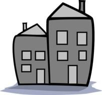 Home Housing Condo Cartoon Gray Night Chimney clipart