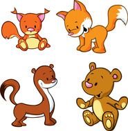 illustration of the cute cartoon animals