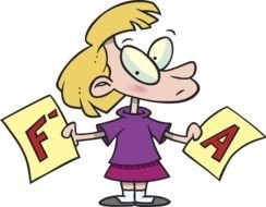 cartoon girl with letter cards
