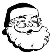 black and white portrait of Santa Claus on white background