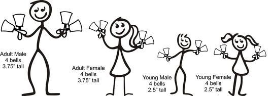 drawings of children with bells on a white background