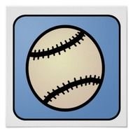 drawn baseball ball on a blue background