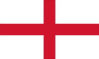 painted red cross on a white flag
