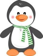 penguin in a green scarf as a picture for clipart