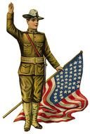 soldier with american flag as a graphic image
