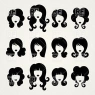 Set Of Girls Silhouettes Women Hairstyle Vector