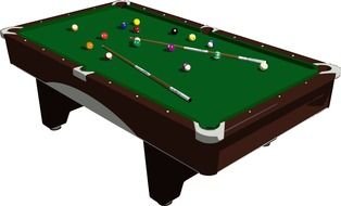 painted pool table with colorful balls