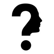 question mark and face silhouette drawing