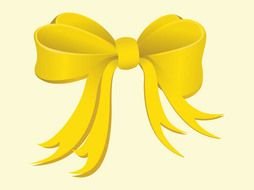 drawn yellow bow on a light background