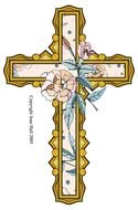 painted golden cross with flowers