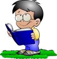 schoolboy with a blue book for clipart