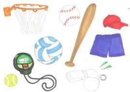 sports attributes on a white background