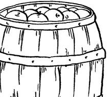 Apples in Vintage Barrel, drawing