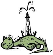 drawing of a lying dragon near the tower