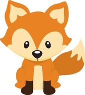 drawing of a seated red fox on a white background