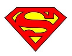 red-yellow superman sign on a black background
