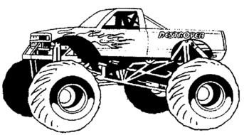 coloring page with monster truck