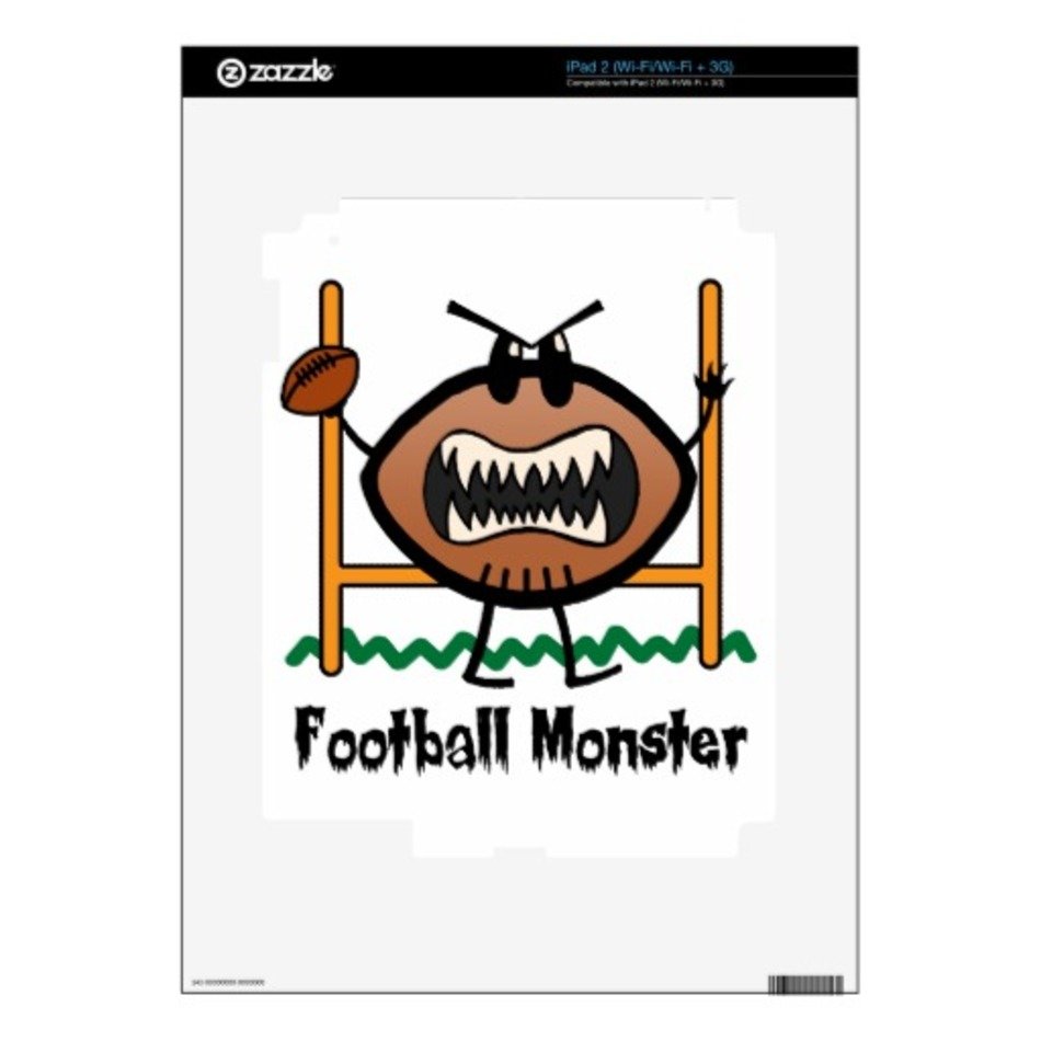 Cartoon Sports Angry Mad Football Monster Skin For Ipad 2