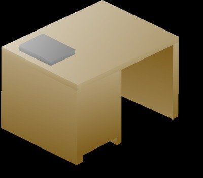 Isometric Desk Left Back View With Book Medium Size