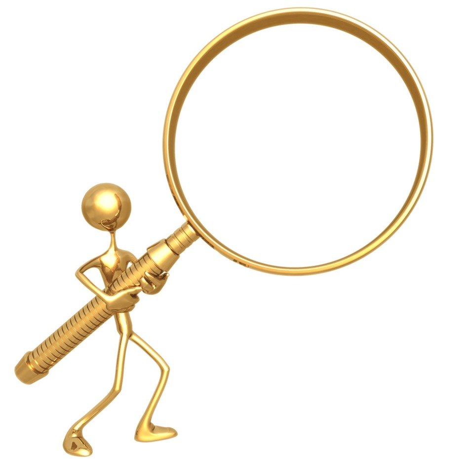 Clip art of the golden figure with magnifier