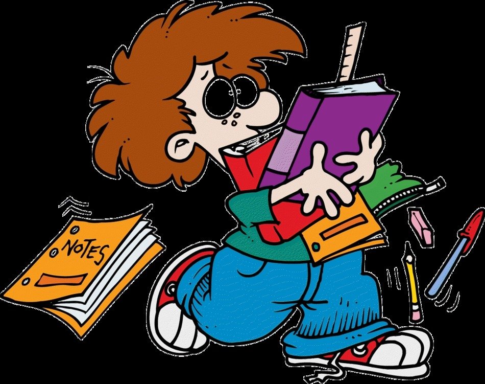 drawing of a schoolboy with books in his hands