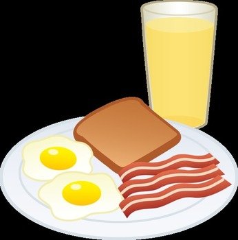 drawing of breakfast on a black background