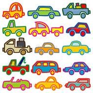 small drawings of cars on a white background