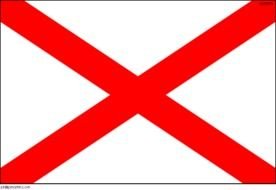 painted flag with a red cross