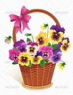 Flower Vector Bow Ribbon Easter Pink Lilac Violet Pansy