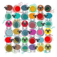 Bright Sheep And Yarn Pattern Art Print 【2015年 羊年