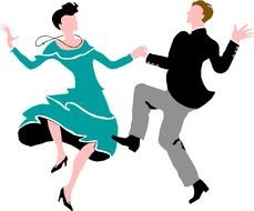 vintage dancing couple, drawing