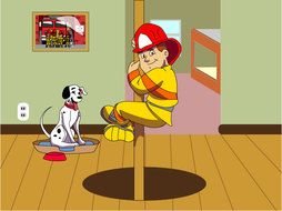 drawn cartoon fireman