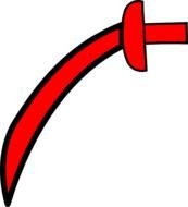 graphic image of a red sword on a white background