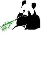 clipart of the Panda Bear Eating Bamboo