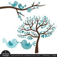 Teal Love Birds In Turquoise