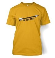 yellow T-shirt with a painted arrow