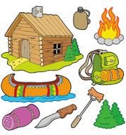 Cartoon Summer Camp Elements Illustration Vector 04