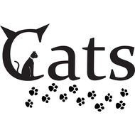 the word cats near cat tracks on a white background