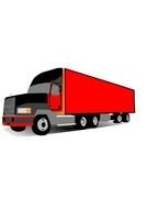 painted red truck on a white background
