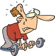 funny man with a barbell as a graphic image