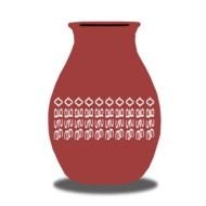 painted brown vase with a white pattern
