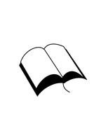 drawn open black and white book