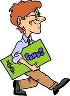 drawing of a man holding a sign in his hands