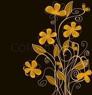 yellow pattern with flowers on a black background