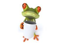 clipart of the frog is holding a cup
