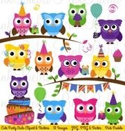 Download Birthday Party Owl And Vectors clipart