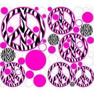 Zebra Stripe Peace Signs Pink Decals Wall Sticker Outlet clipart